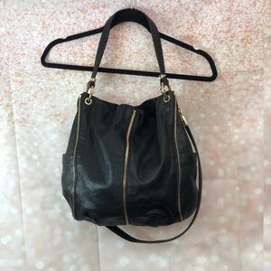 Michael Kors Black Newman Medium Shoulder Crossbody Hobo Bag, Leather